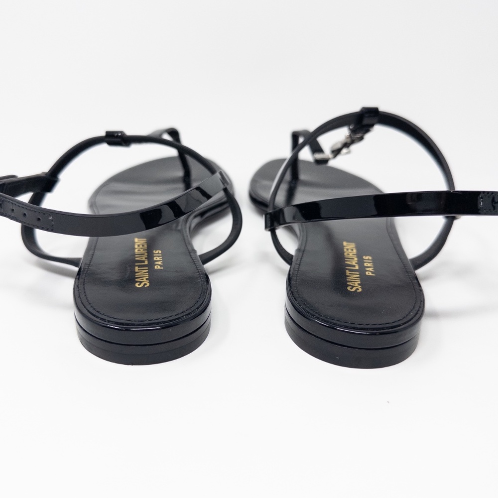 Saint Laurent Cassandra YSL Strass Medalian Flat Sandals EU 39.5 US 9.5 - Picture 6 of 8